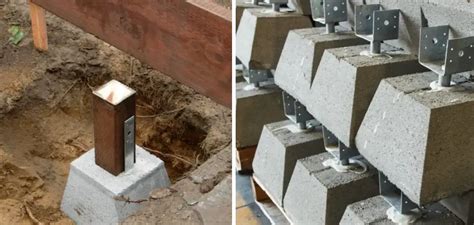 concrete piers with metal brackets